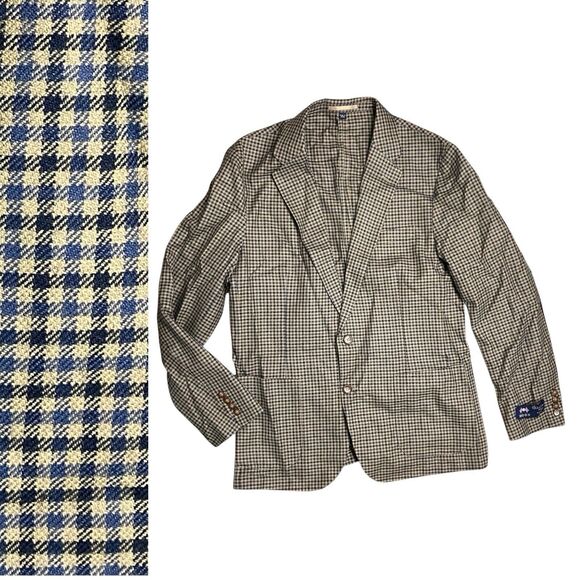 J Crew Ludlow Blazer Mens 42R Tan Check Wool Blend Tailored Sport Coat Jacket - Picture 2 of 16